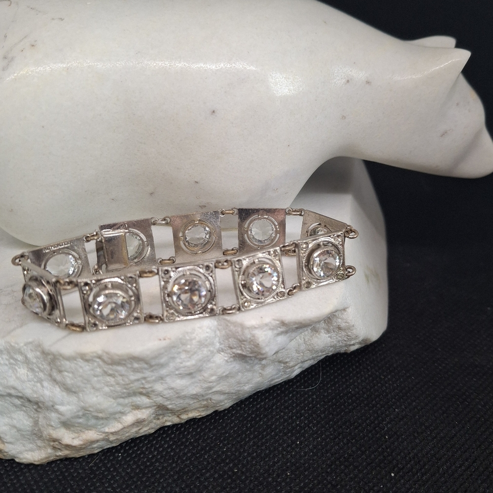 ANTIQUE / VINTAGE Czechoslovakia Art Deco Crystal Bracelet STUNNING 1918-1938